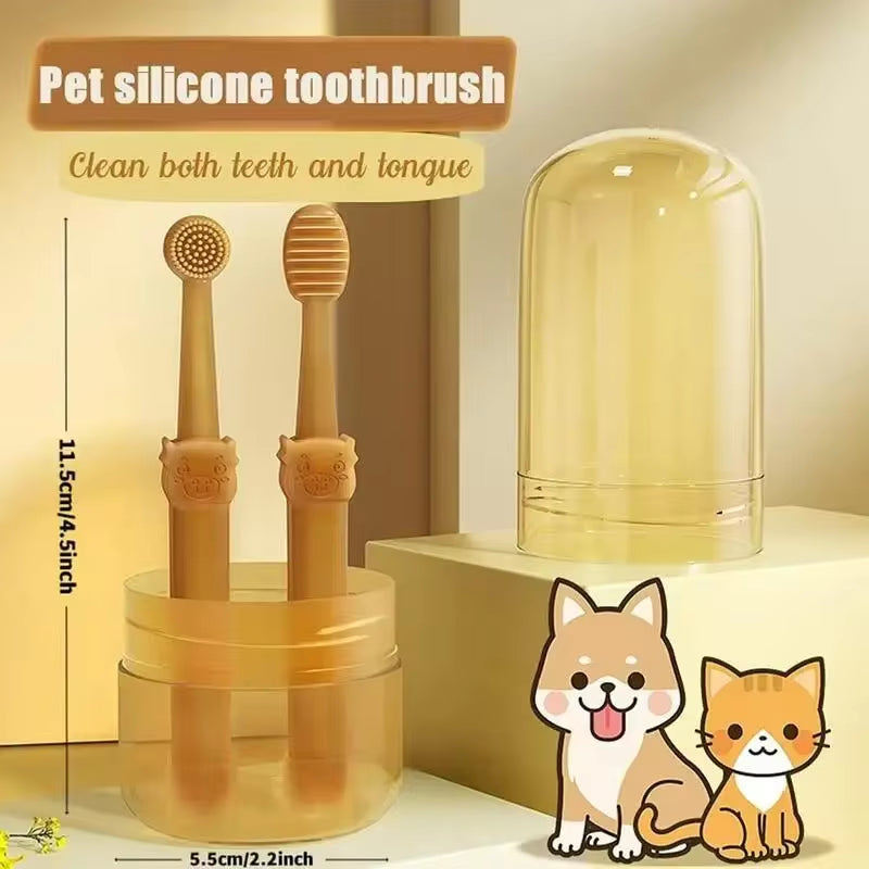 Soft Silicone Toothbrush & Tongue Sper for Dogs and Cats